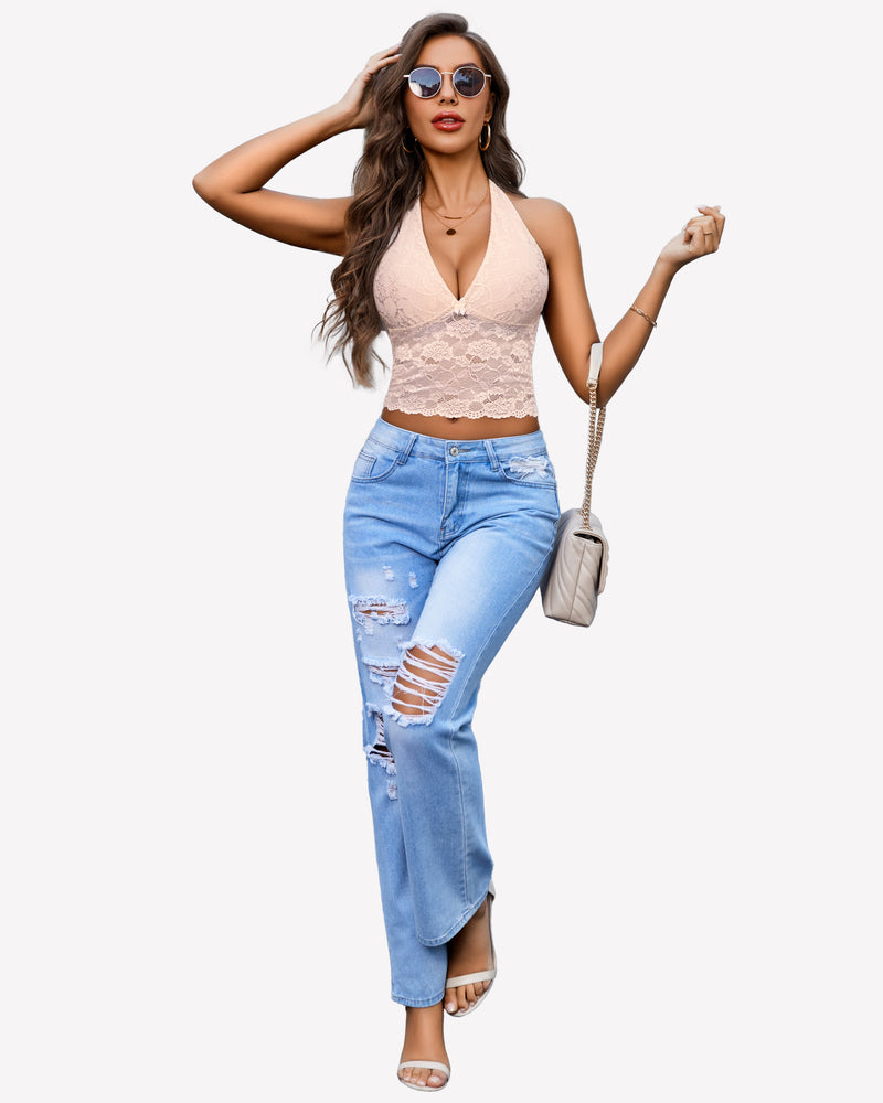 V Neck Halter Top Tank Tops