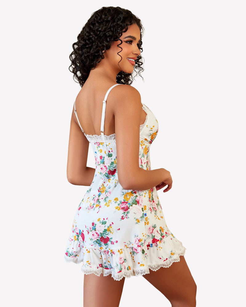 Lace V Neck Modal Babydoll Sleepwear