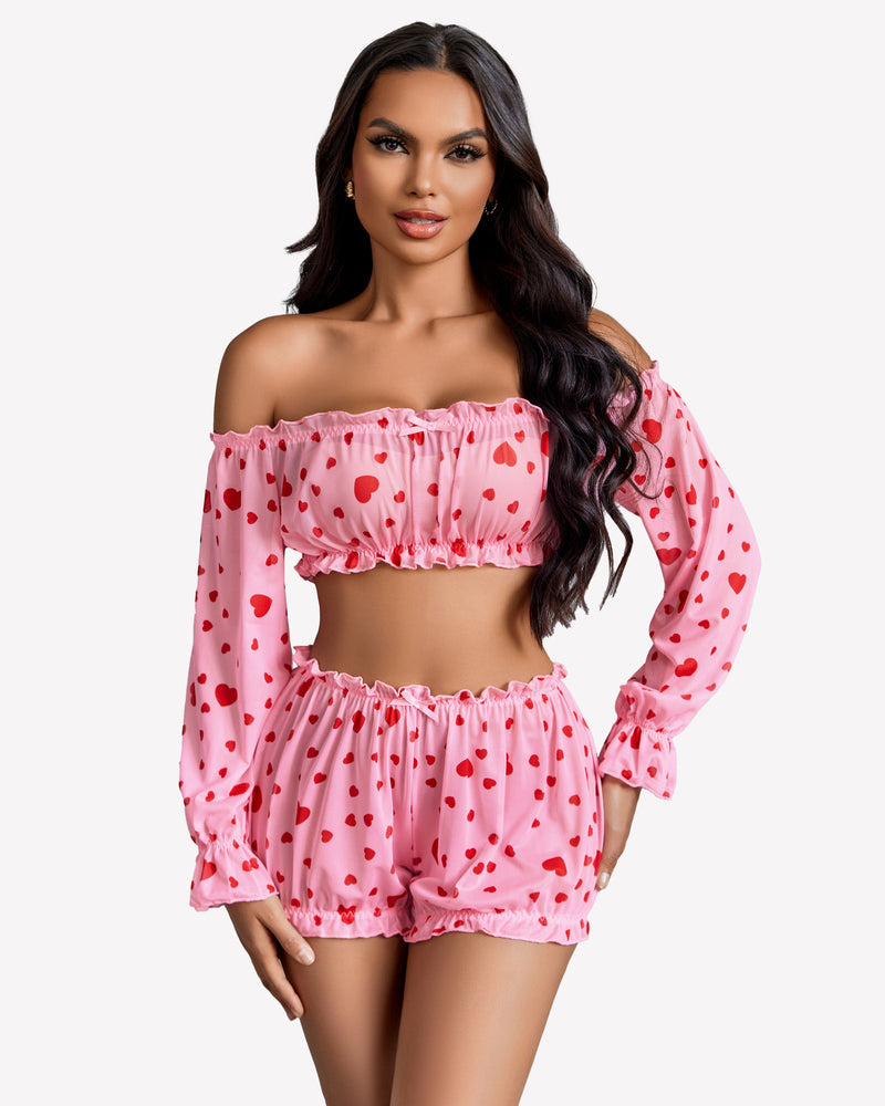 Off Shoulder Ruffle Bra and Panty Set
