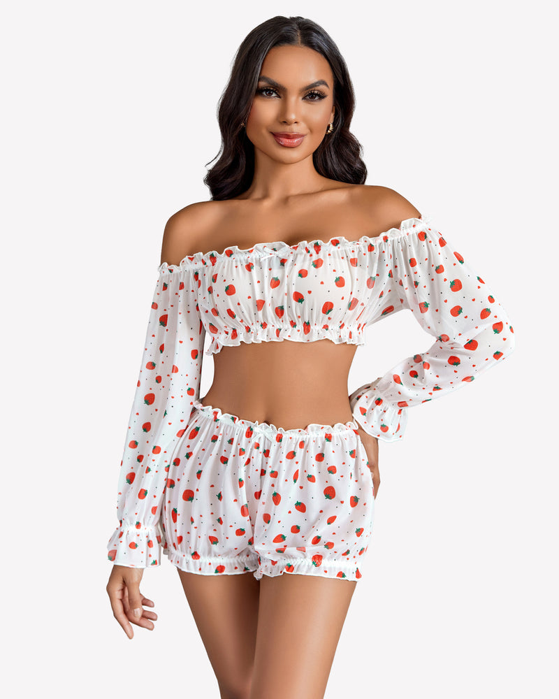 Off Shoulder Ruffle Bra and Panty Set