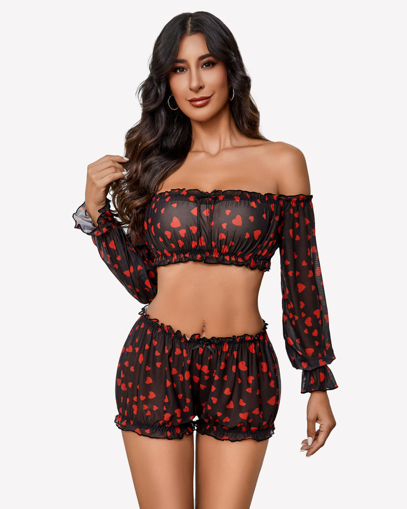 Off Shoulder Ruffle Bra and Panty Set