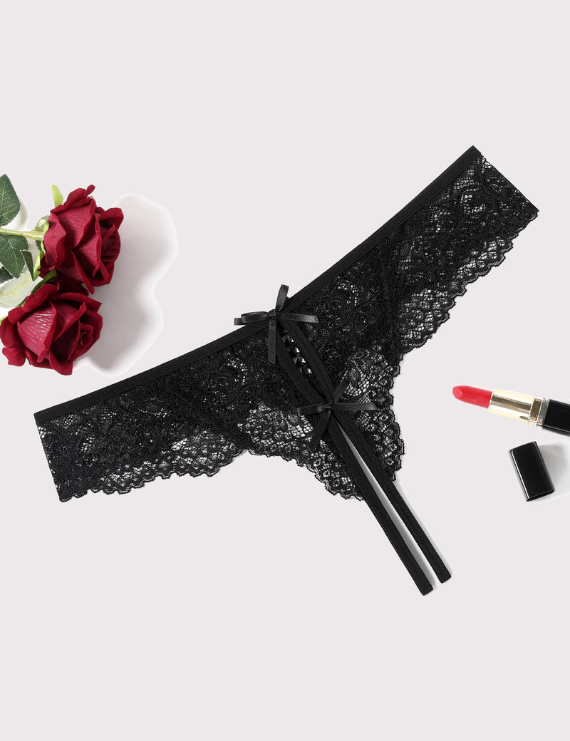 Lace Thongs Panties with Cute Bow