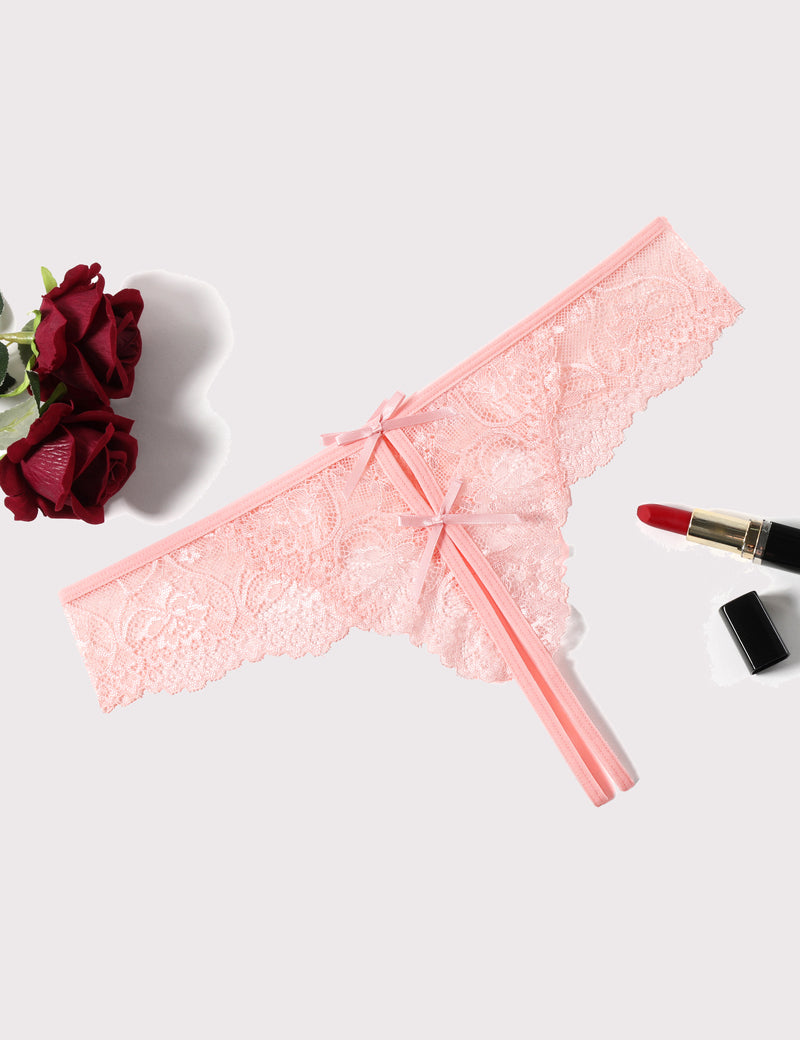 Lace Thongs Panties with Cute Bow