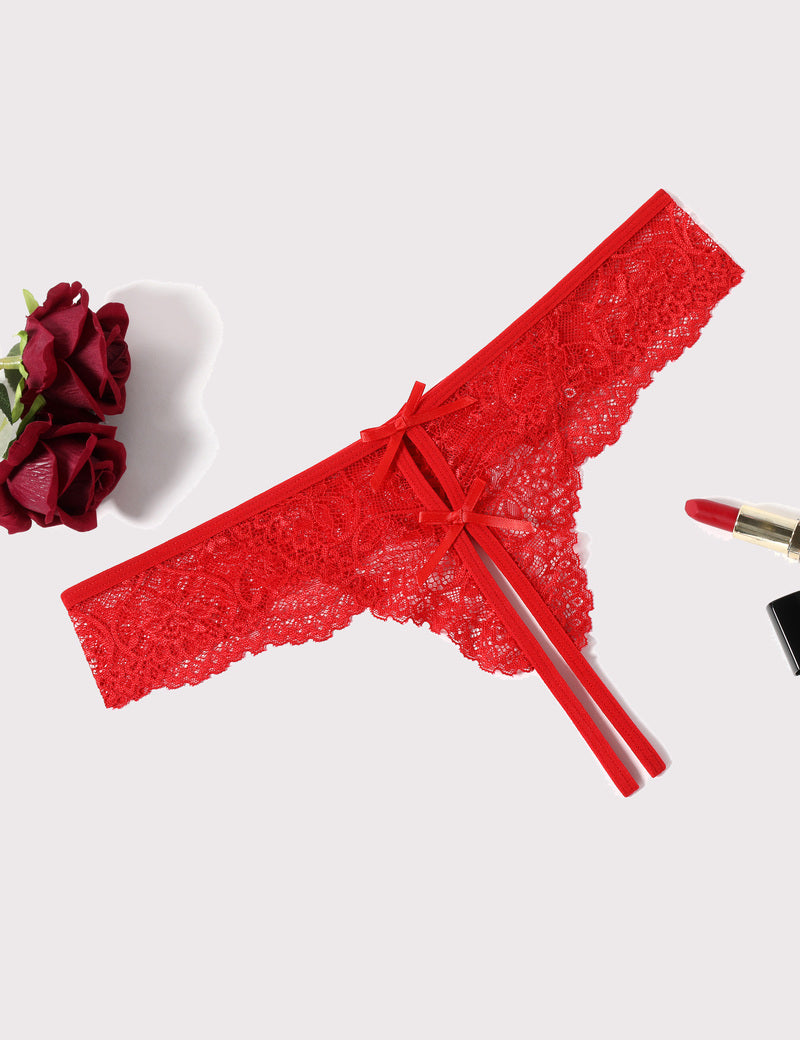 Lace Thongs Panties with Cute Bow