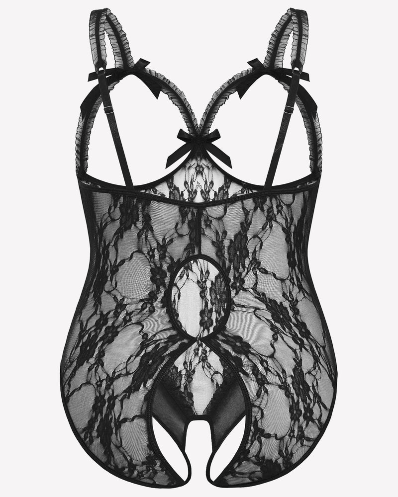 Plus Size Crotchless Exotic Lace Teddies