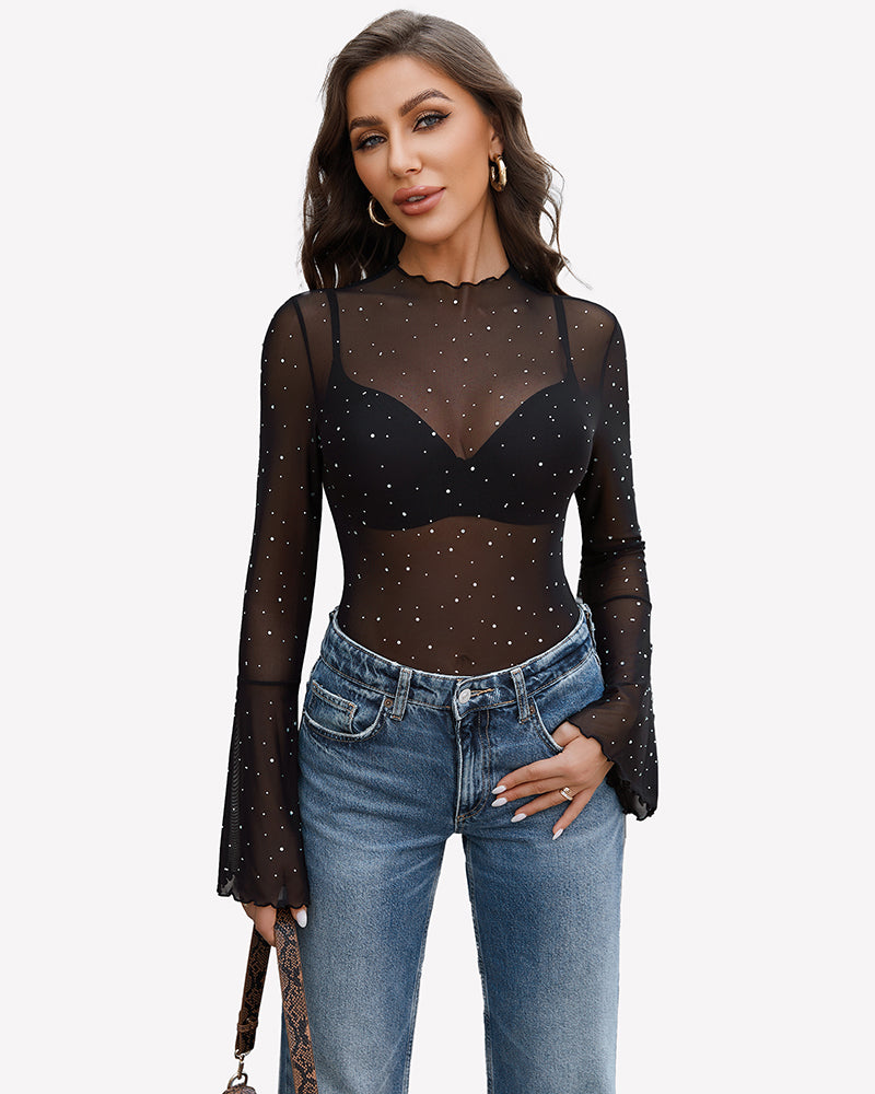 Long Sleeve Rhinestone Bodysuit