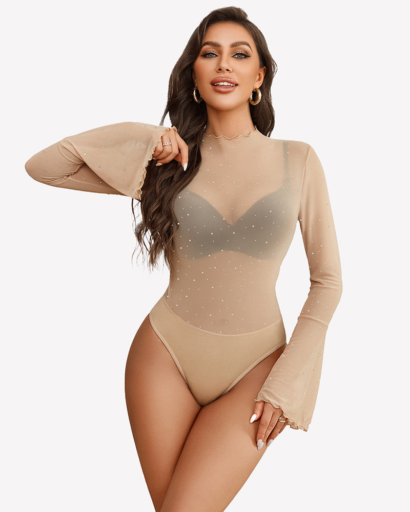Long Sleeve Rhinestone Bodysuit