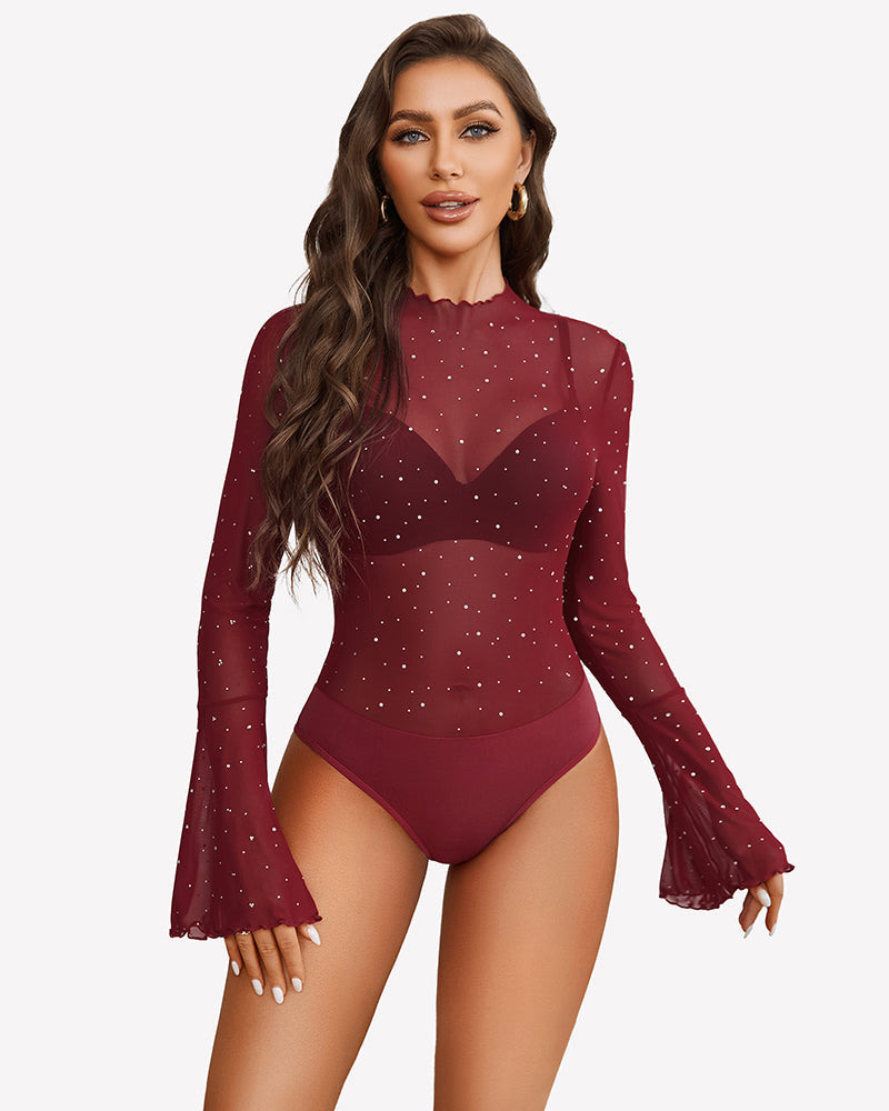 Long Sleeve Rhinestone Bodysuit