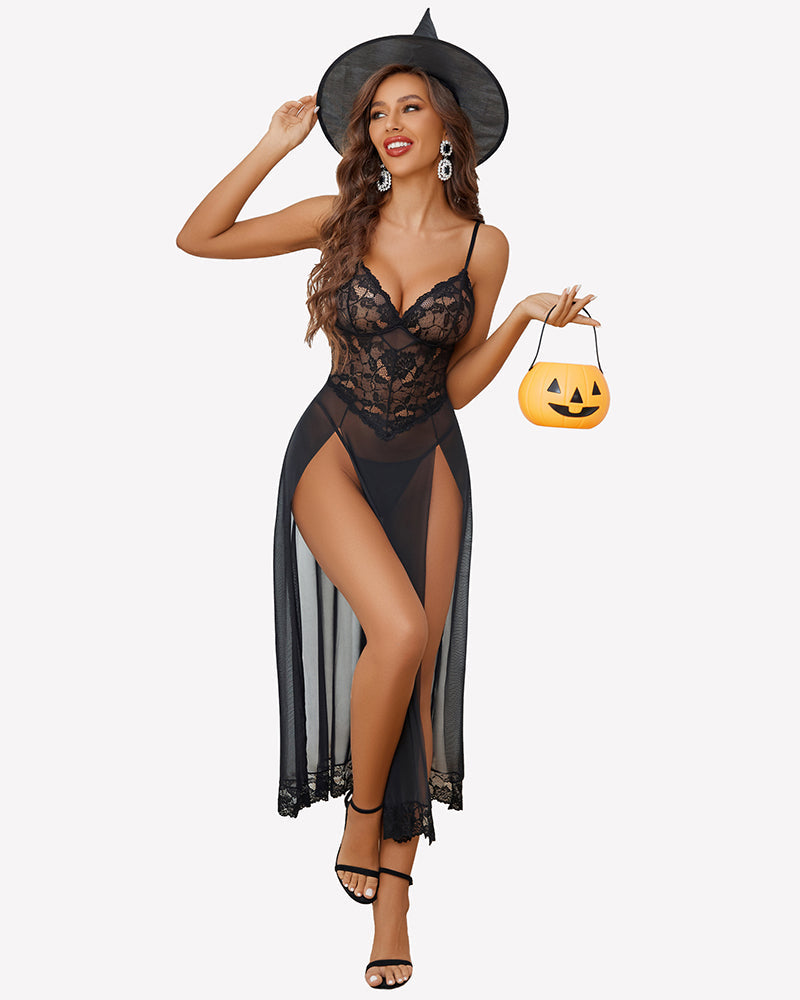 Long Lace Side Split Night Gowns