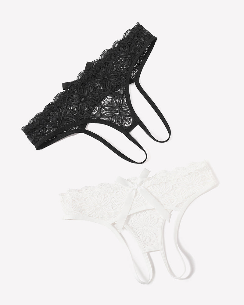 Lace Panties Hollow Out Rear Bowknot Briefs
