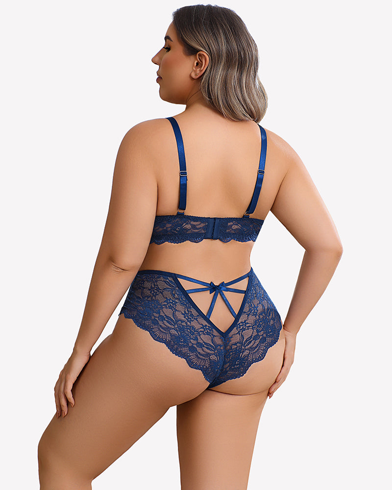 Plus Size Lace Bra Panties Set
