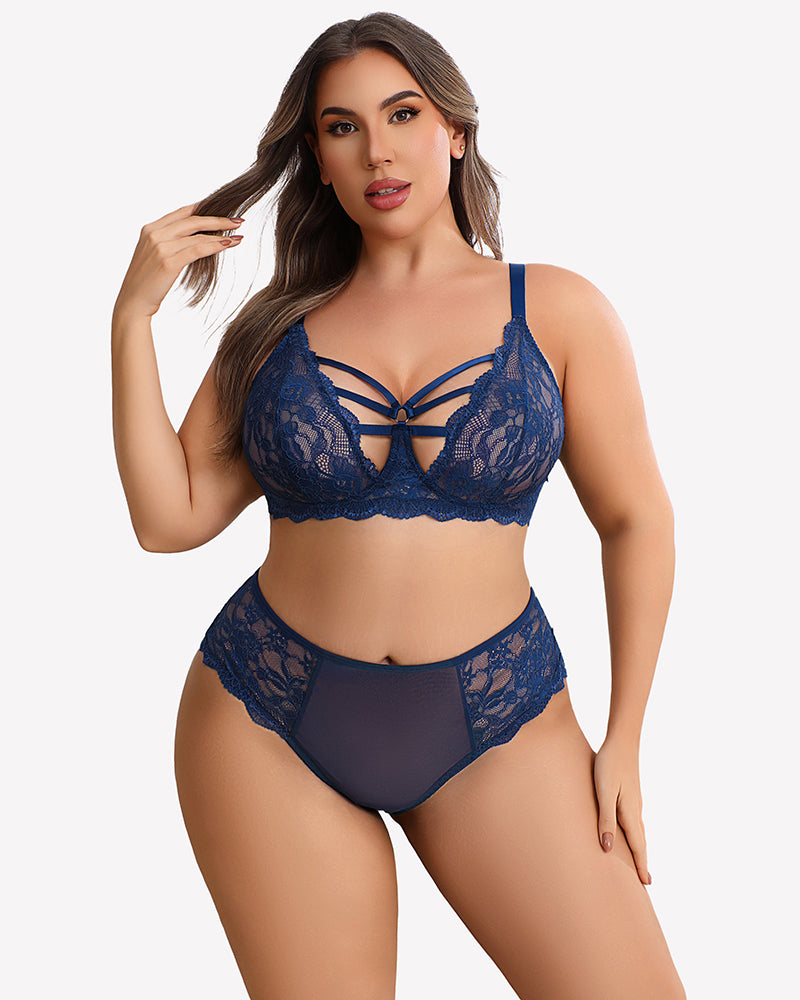 Plus Size Lace Bra Panties Set