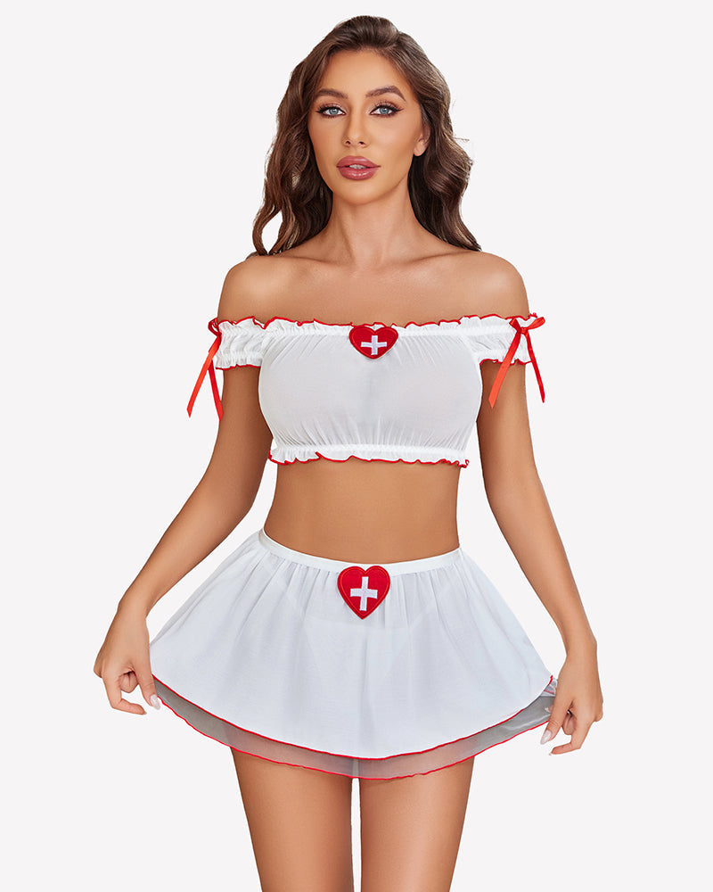 Maid Lingerie Set Mini Skirt Costume Outfit