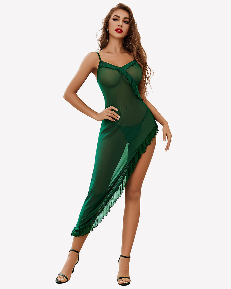 Mesh Chemise V Neck Nightdress