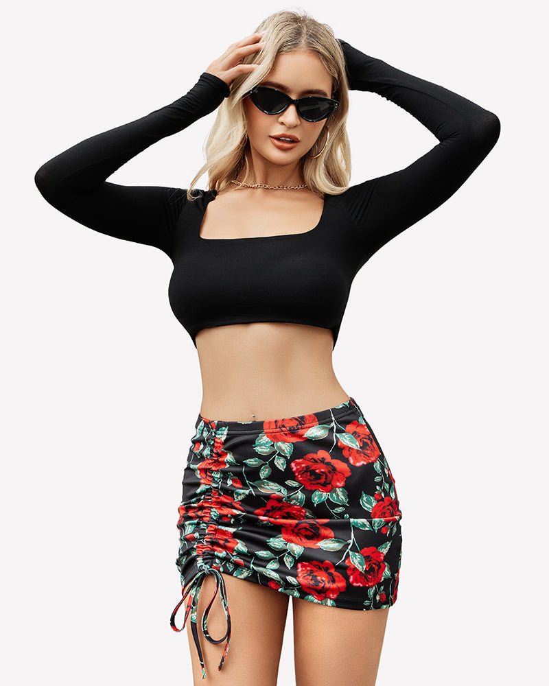 Mini Skirts Adjust Sexy Ruched Short Skirt