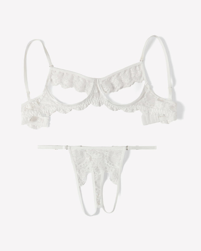 Floral Lace Cutout Lingerie Set
