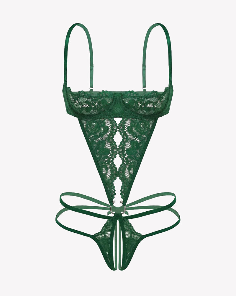 Lace Underwire Bodysuit Deep V Teddy