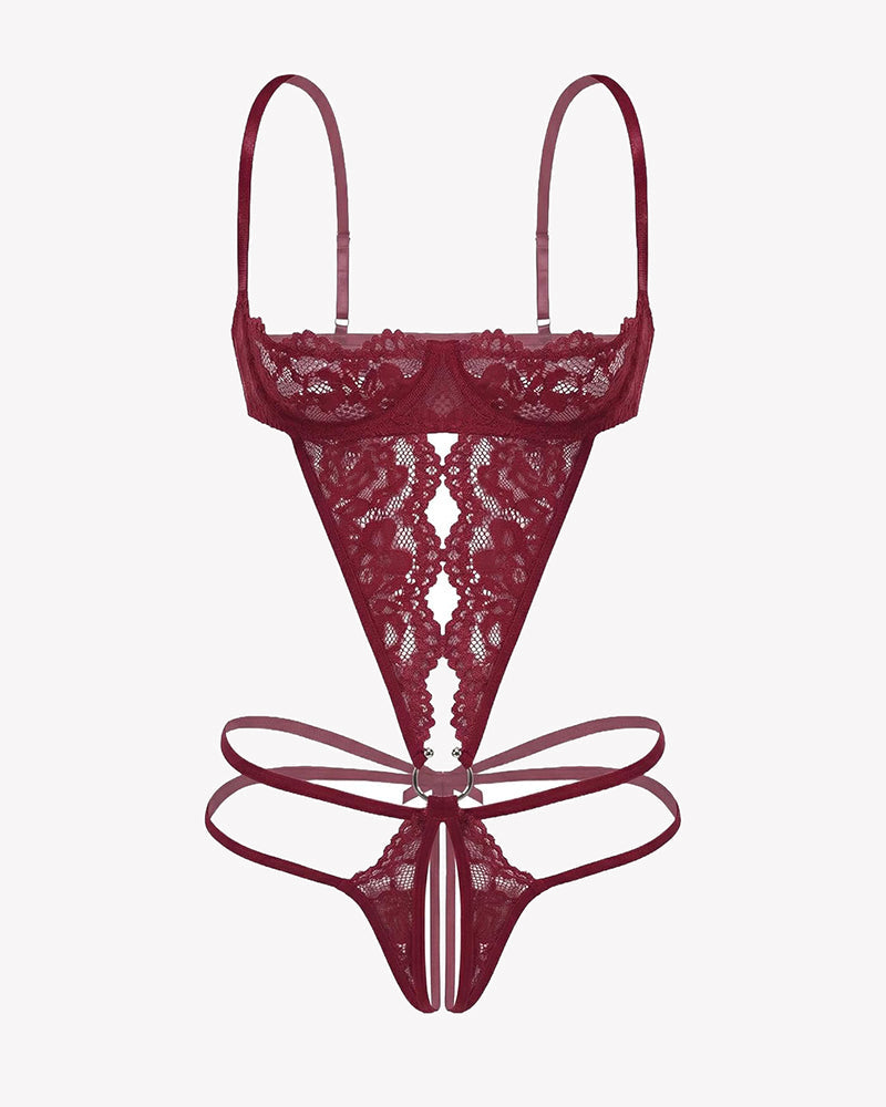 Lace Underwire Bodysuit Deep V Teddy