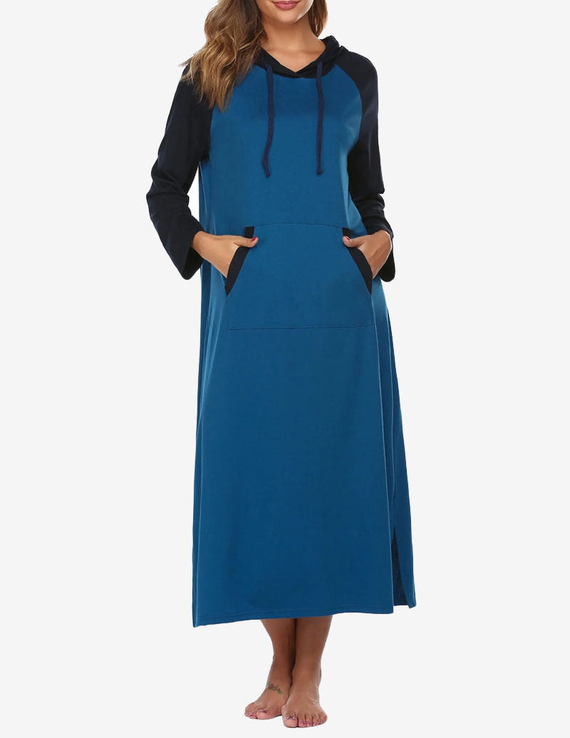 Contrast Color Hooded Nightdress (US Only)