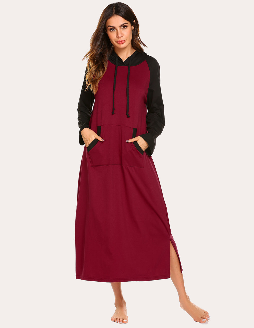Contrast Color Hooded Nightdress (US Only)