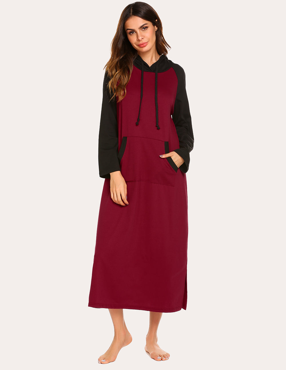 Contrast Color Hooded Nightdress (US Only)