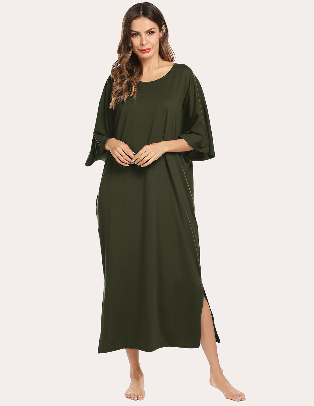 Ekouaer Oversized Split Hem Nightdress (US Only)