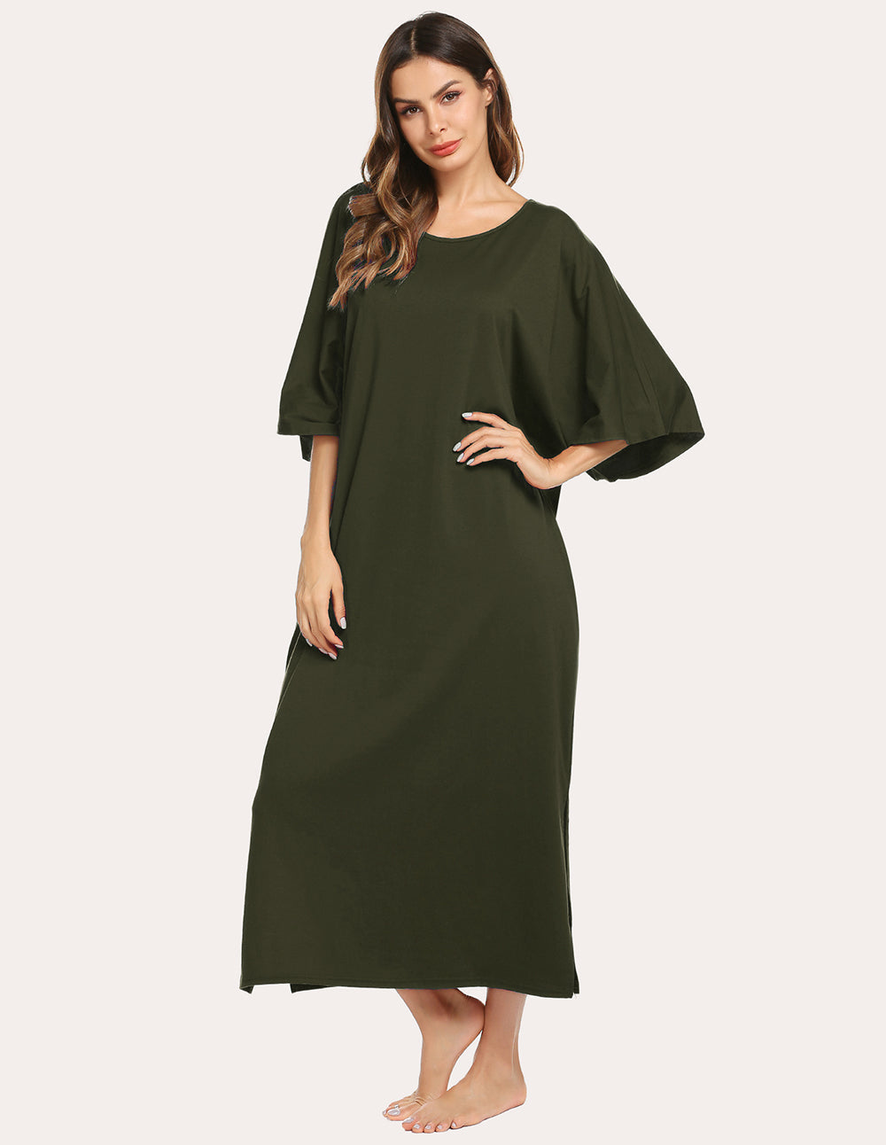 Ekouaer Oversized Split Hem Nightdress (US Only)