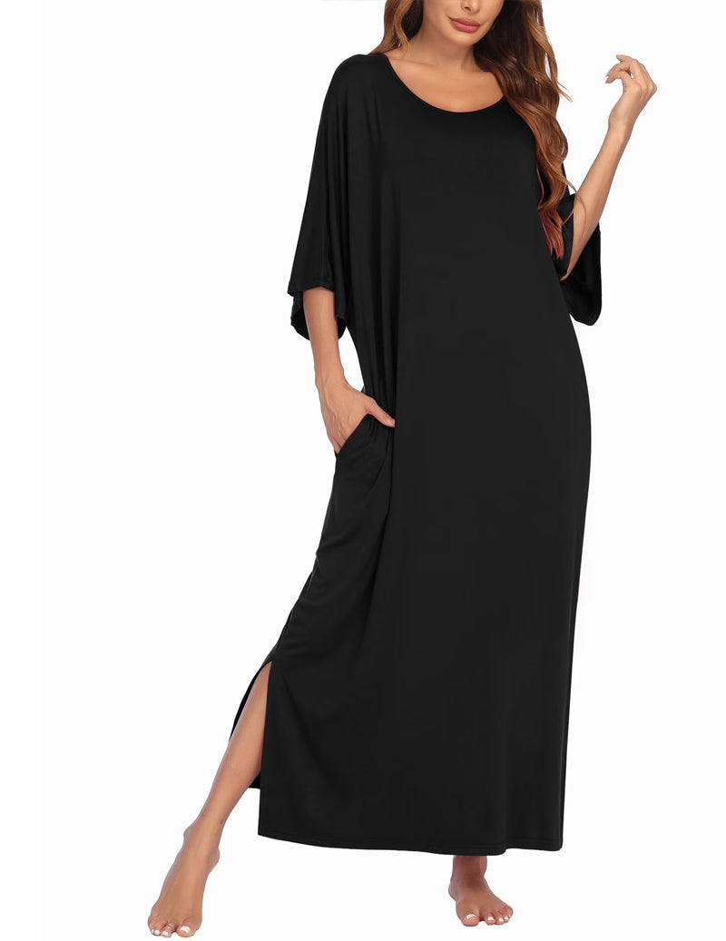 Ekouaer Oversized Split Hem Nightdress (US Only)