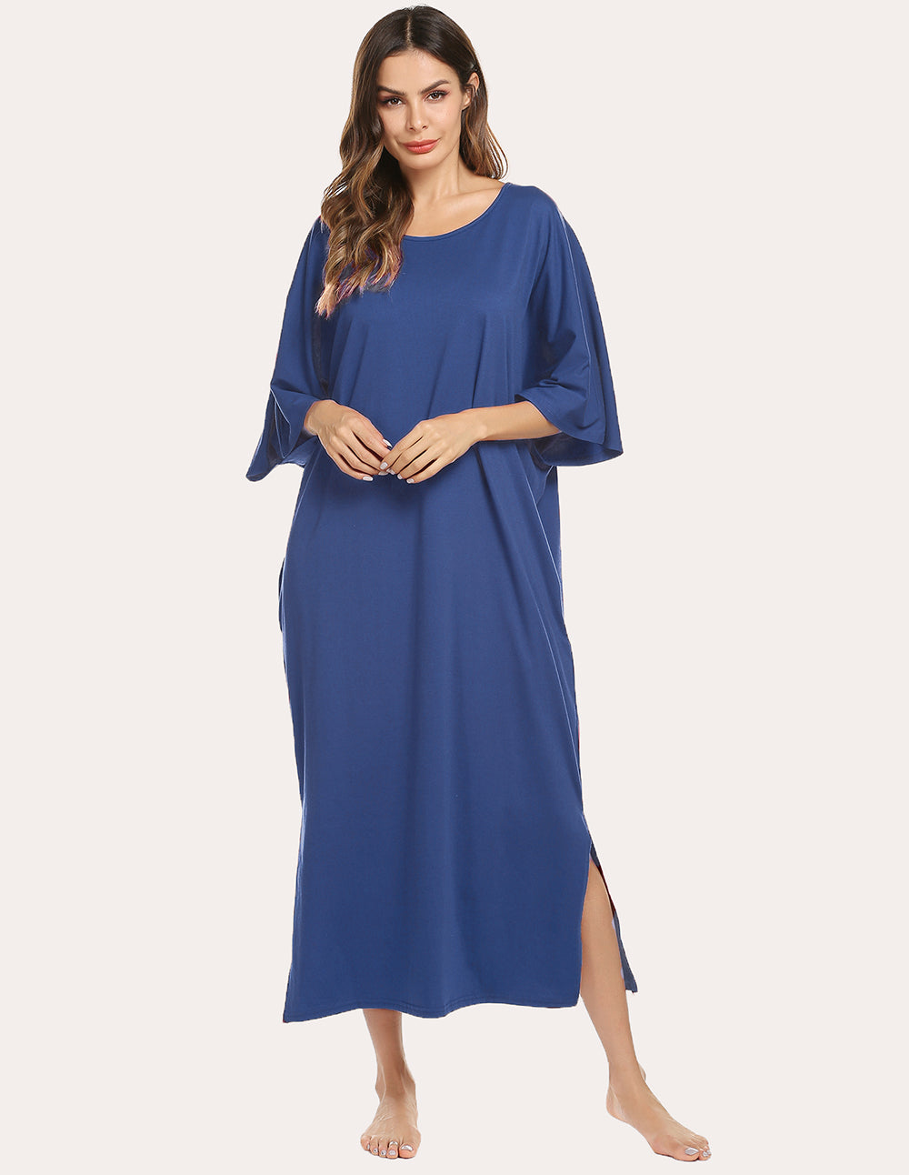 Ekouaer Oversized Split Hem Nightdress (US Only)