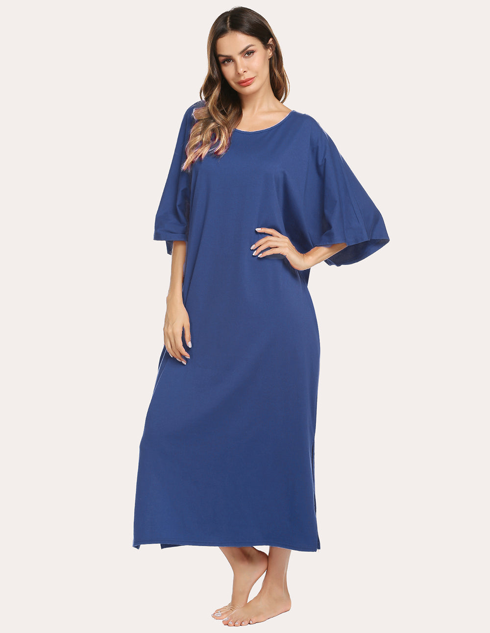 Ekouaer Oversized Split Hem Nightdress (US Only)