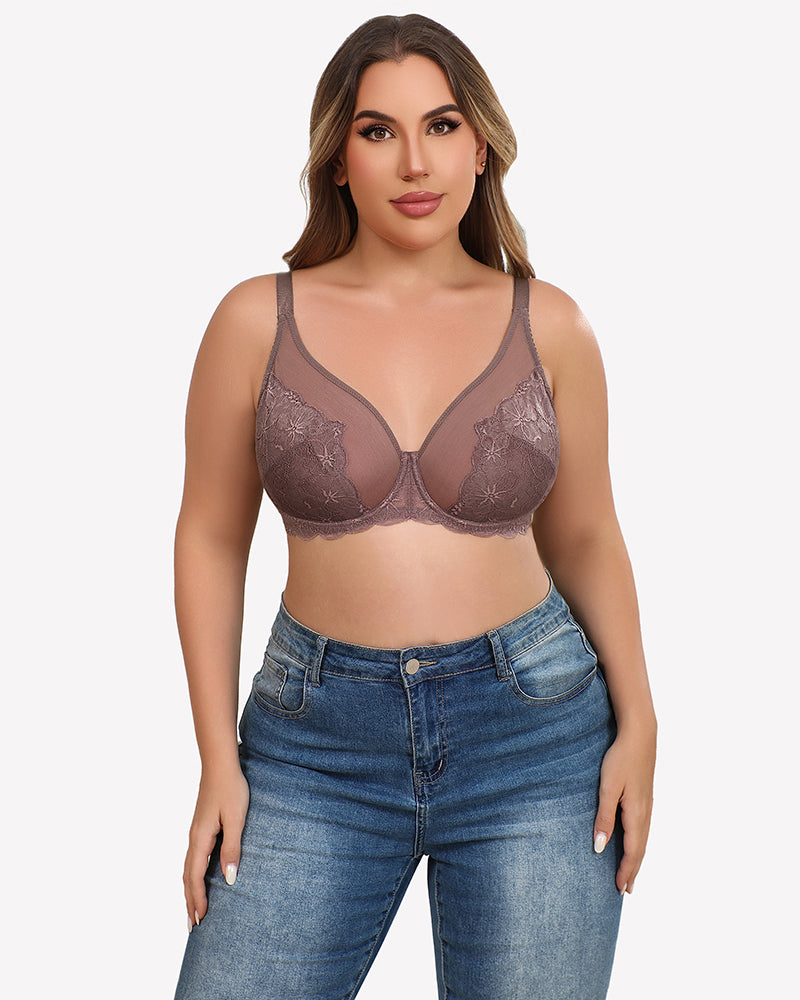 Lace Bra Full Coverage Mesh Bra