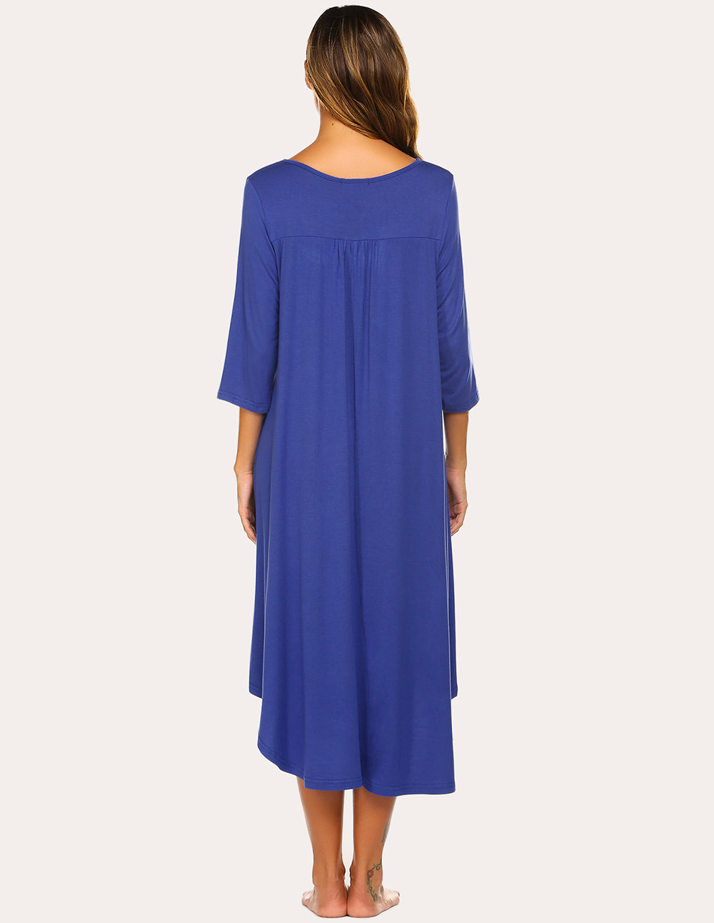 3/4 Sleeve Asymmetrical Hem Nightdress (US Only)