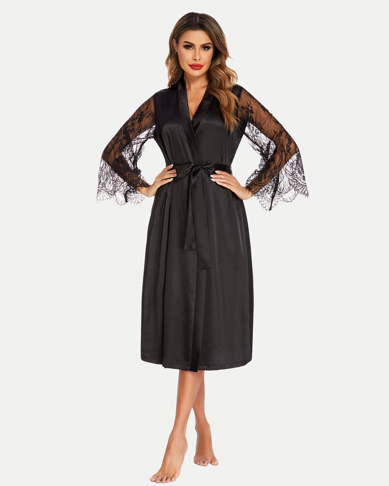 Floral Lace Kimono Robe Bride Dressing Gown