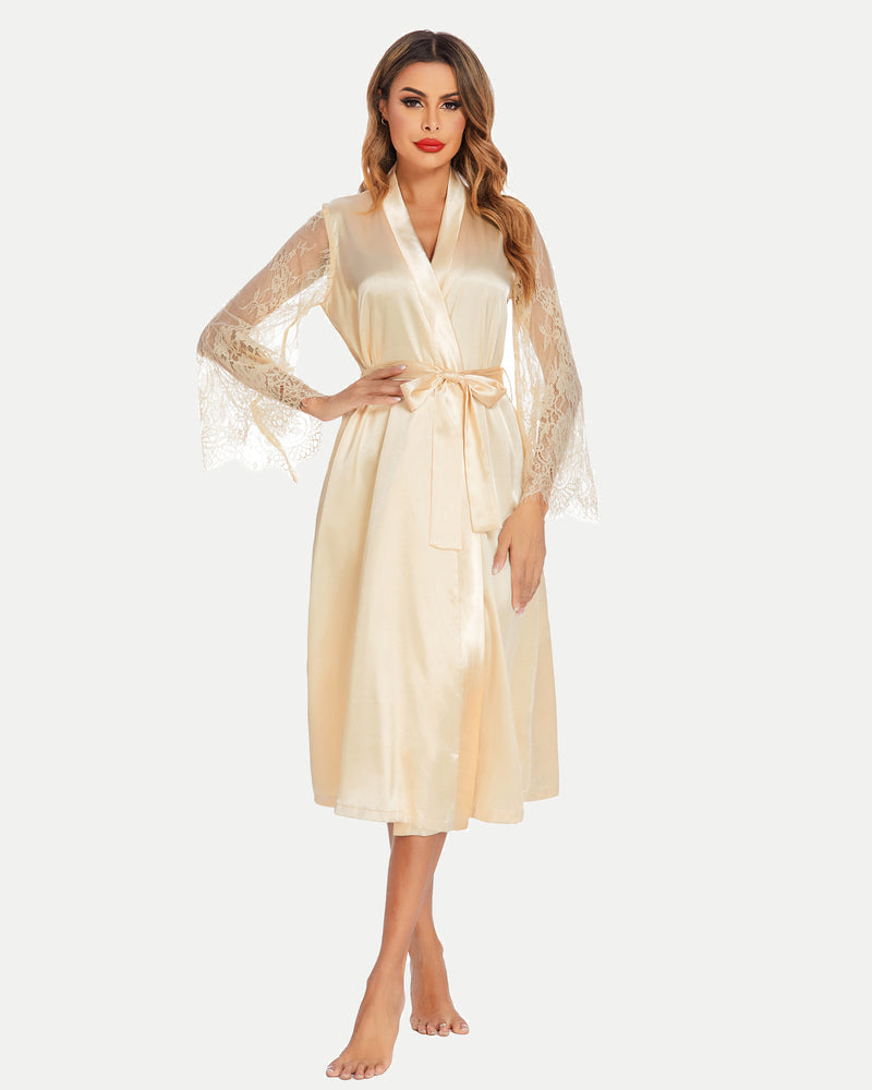Floral Lace Kimono Robe Bride Dressing Gown