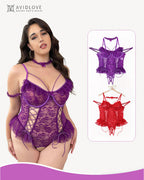 Plus Size Sheer Lace Bodysuits