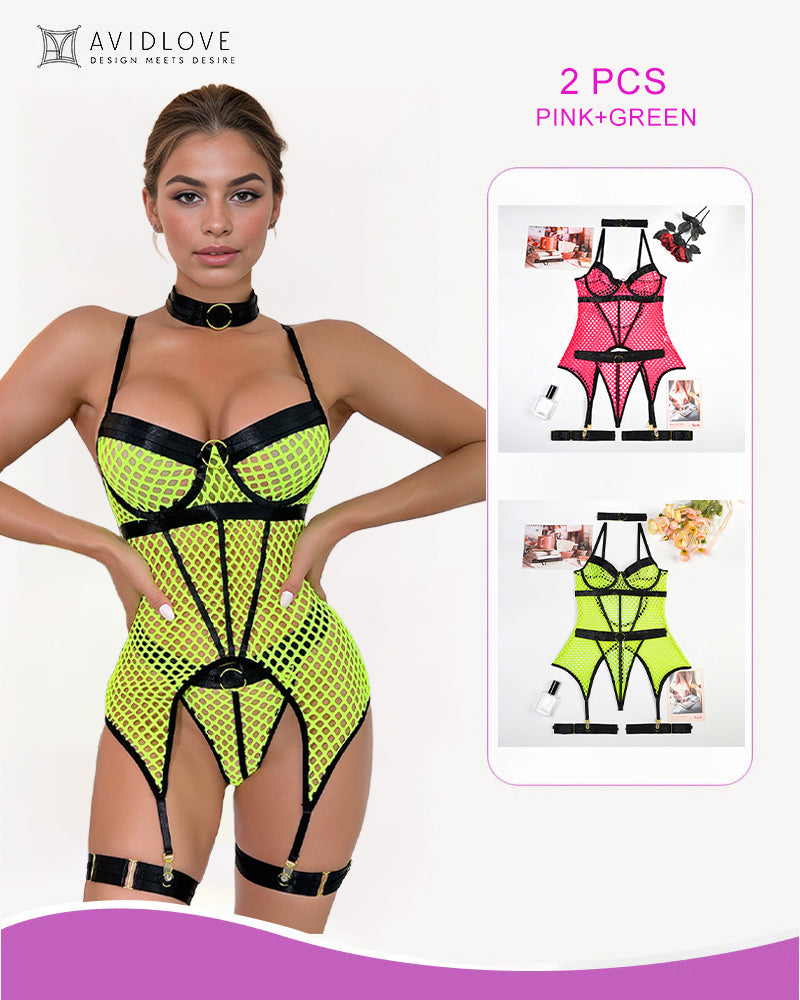 2 Packs Fishnet Mesh Corset Lingeries