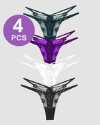 Rose Embroidery Thong Mesh Panties