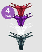 Rose Embroidery Thong Mesh Panties