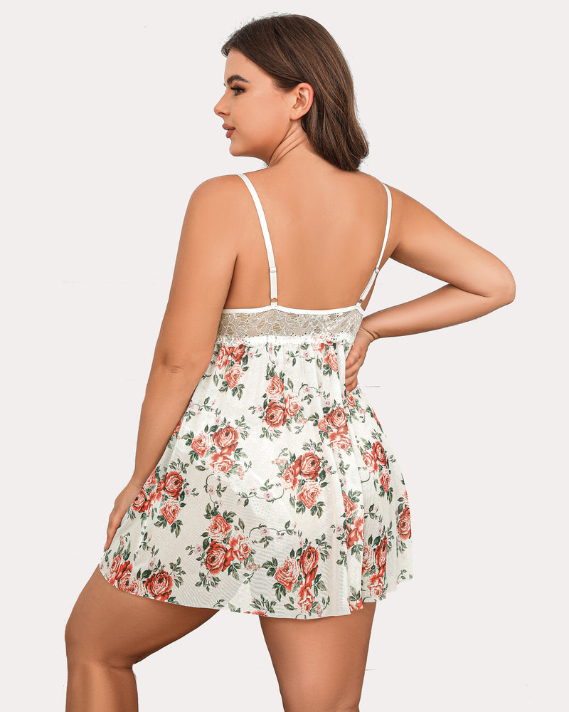 Plus Size Leopard Snap Crotch Babydoll