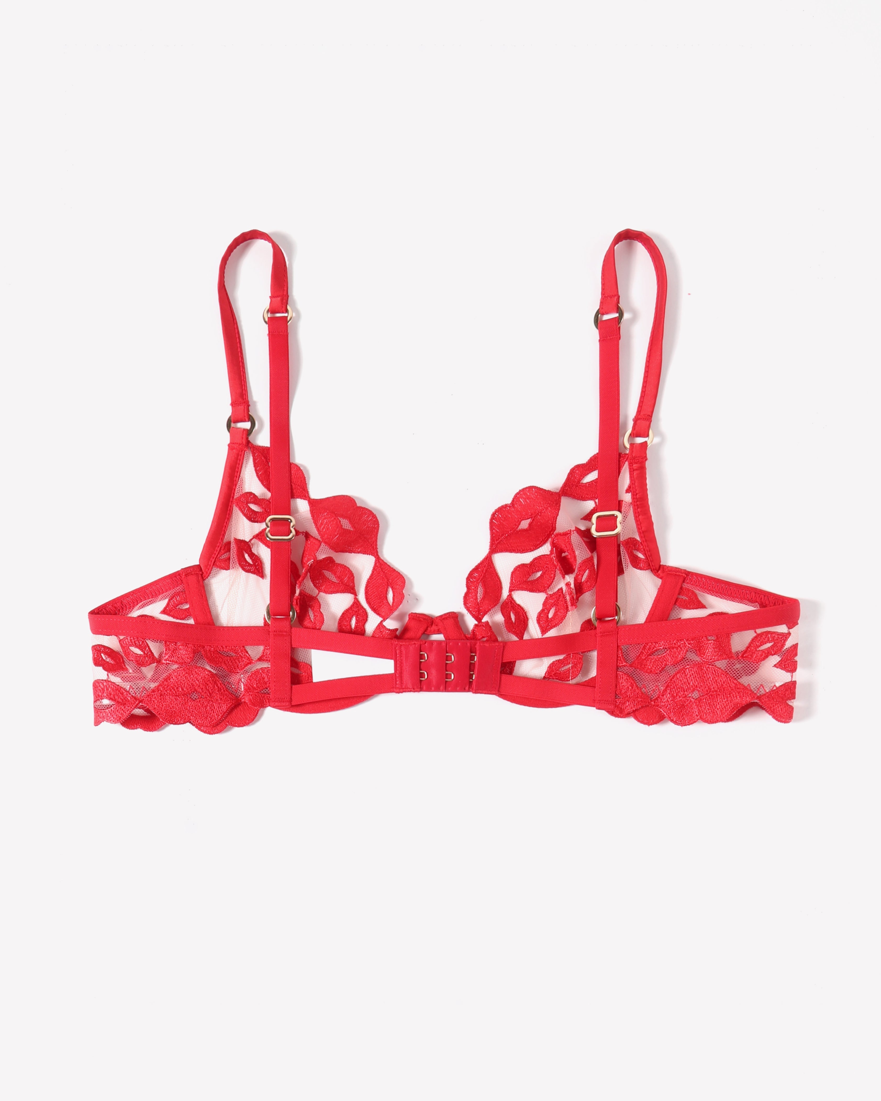 Kiss Print Embroidery Bra