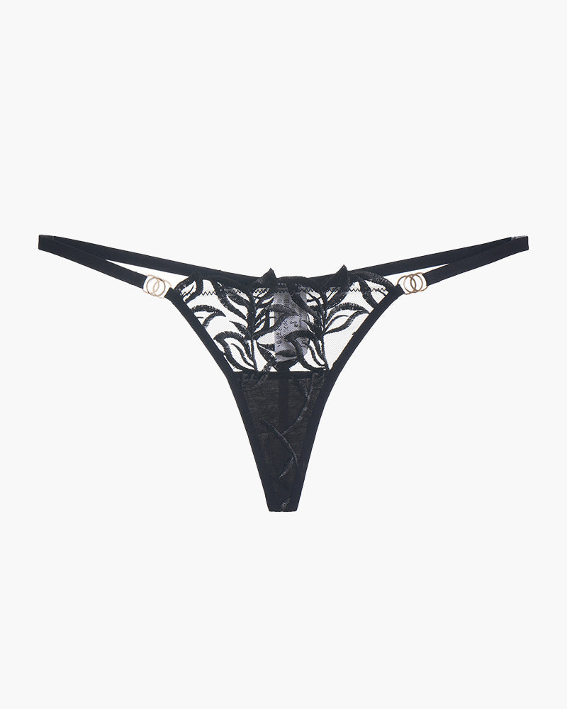 Embroidered Lace Thong