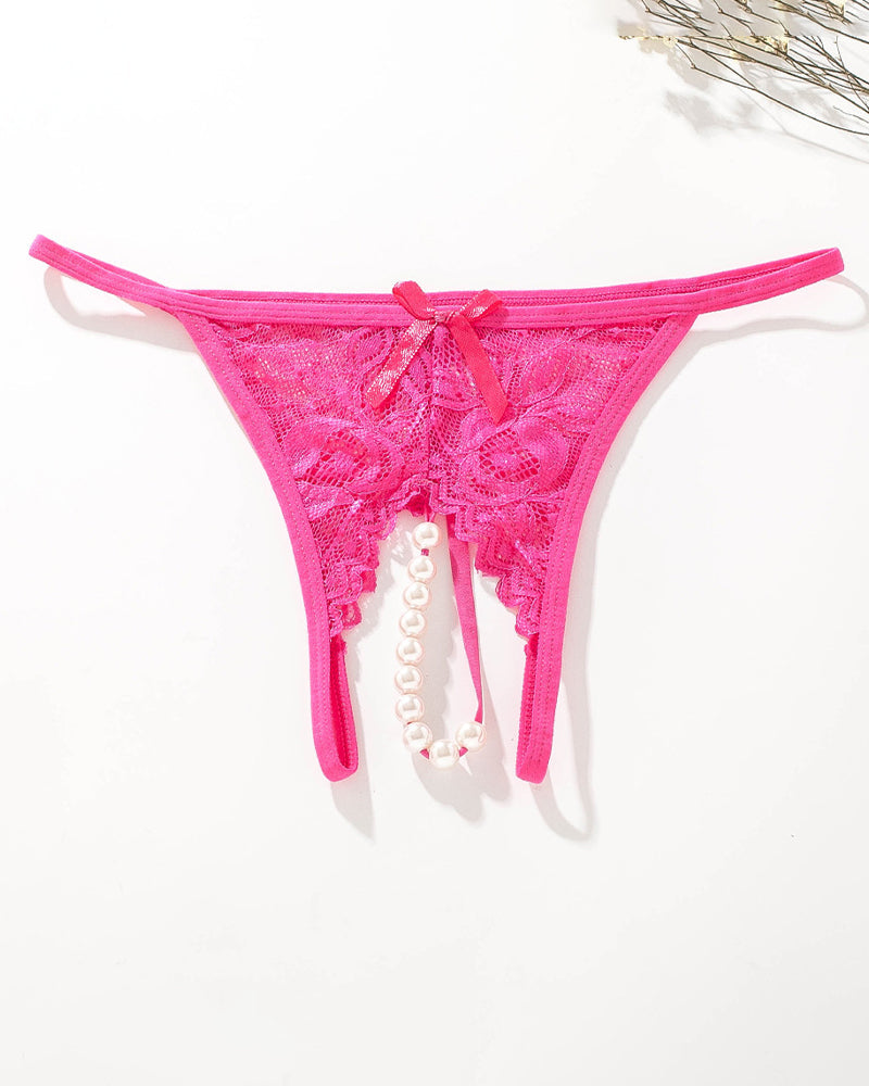 Lace Pearl G-String Low Rise T-Back Thongs