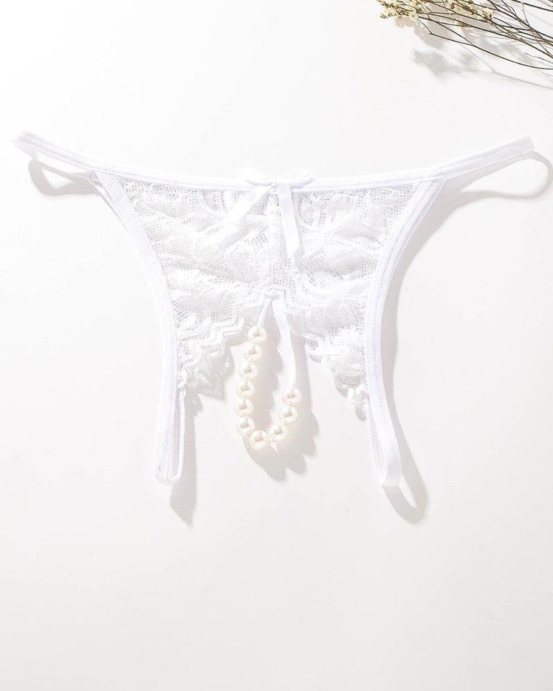 Lace Pearl G-String Low Rise T-Back Thongs