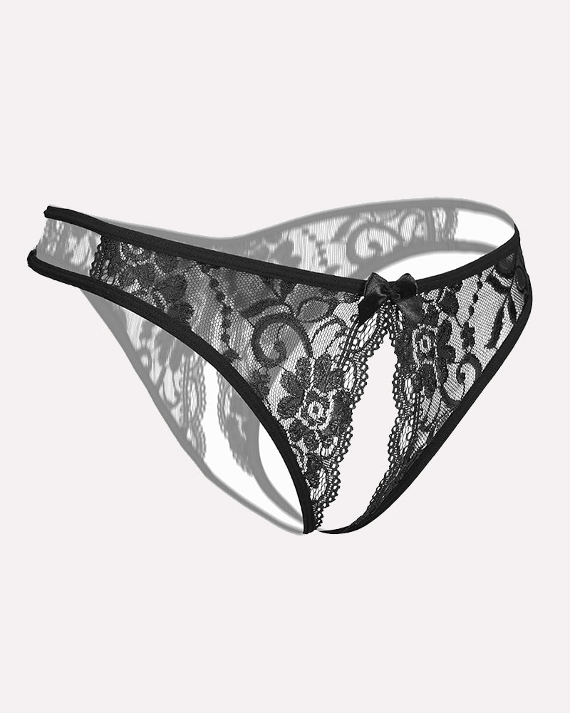 Lace  Bows  Open-Cut Panties