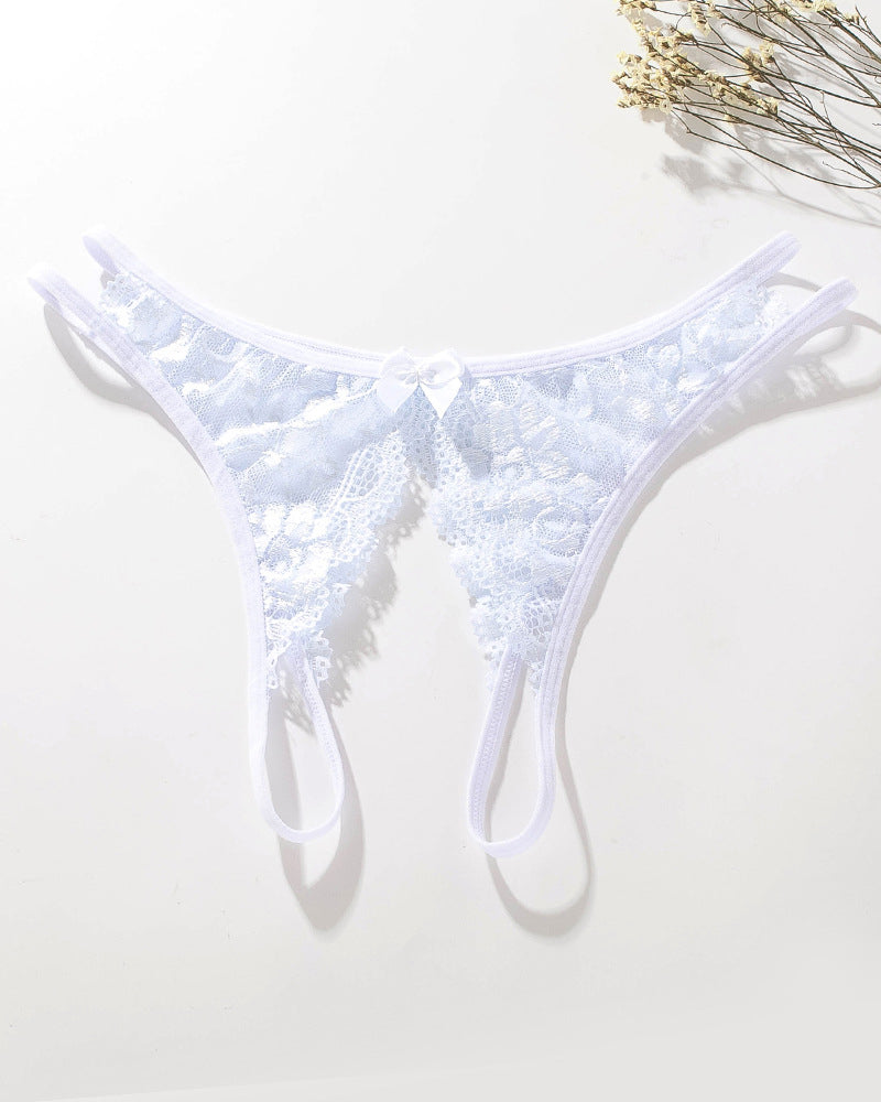 Lace  Bows  Open-Cut Panties
