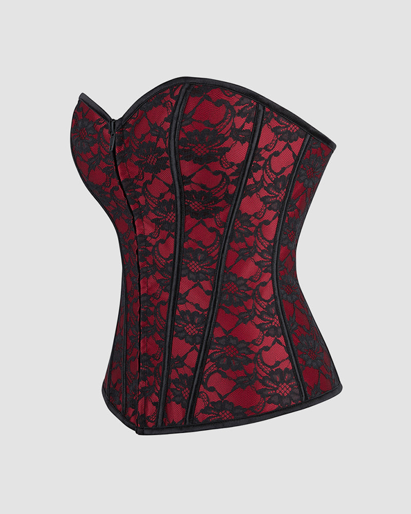 1950s 12 Boned Cotton Laceless Dark Red Corset