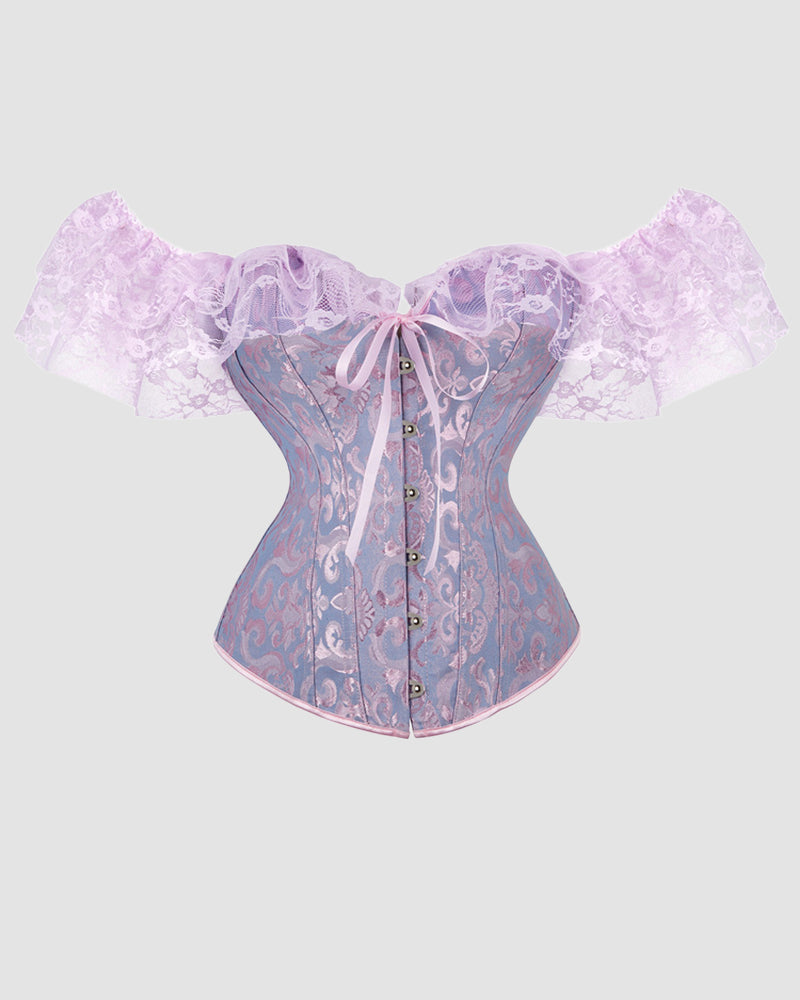 1950s 12 Boned Cotton Jacquard Lace Corset