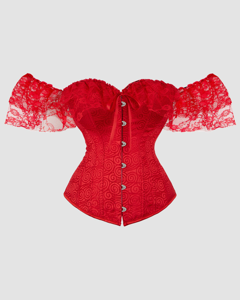 1950s 12 Boned Cotton Jacquard Lace Corset