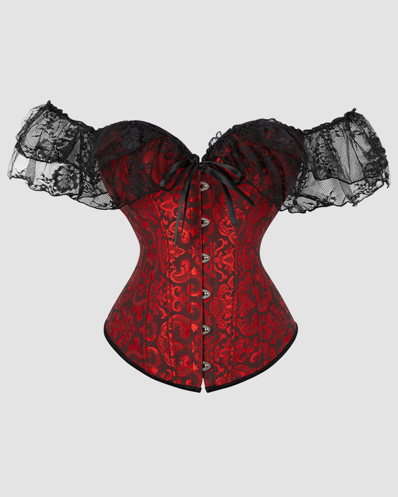 1950s 12 Boned Cotton Jacquard Lace Corset