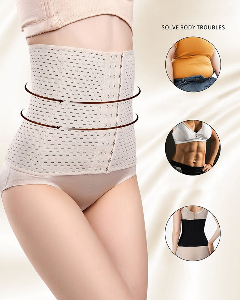Hollow Plastic Belt Three-Breasted Corset